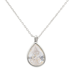 Bridal Jewelry 925 Sterling Silver Treadrop Fake Diamond Necklace for Wedding