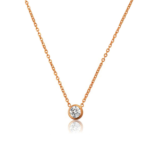 Landou Jewelry 925 Sterling Silver Cubic Zirconia Solitaire Necklace Women