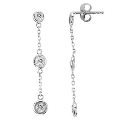 Hot Sale 925 Sterling Silver Bezel-set CZ by the Yard Drop Stud Earrings
