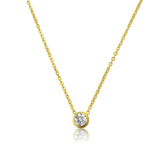 Landou Jewelry 925 Sterling Silver Cubic Zirconia Solitaire Necklace Women