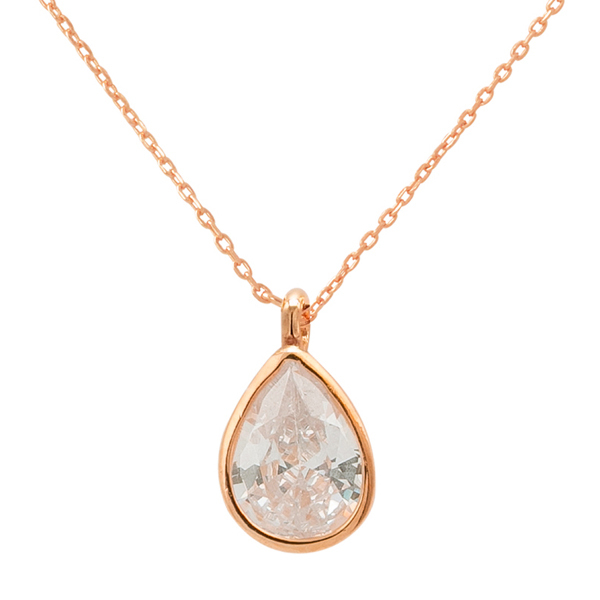 Bridal Jewelry 925 Sterling Silver Treadrop Fake Diamond Necklace for Wedding