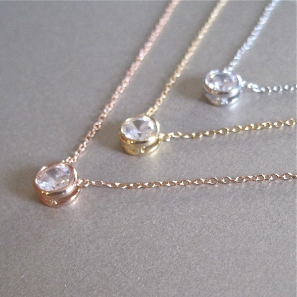 Landou Jewelry 925 Sterling Silver Cubic Zirconia Solitaire Necklace Women