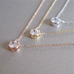Landou Jewelry 925 Sterling Silver Cubic Zirconia Solitaire Necklace Women
