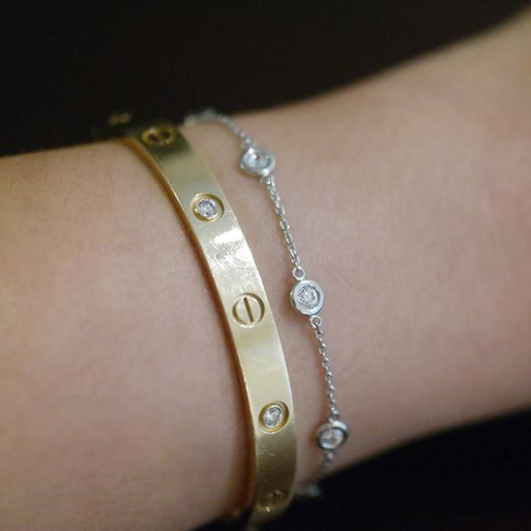 925 Sterling Silver Bezel-set CZ by the Yard Bracelet with Best Price