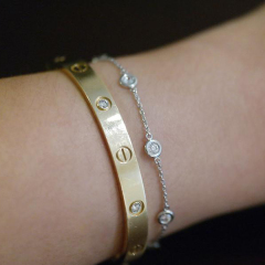925 Sterling Silver Bezel-set CZ by the Yard Bracelet with Best Price