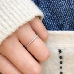 Full CZ Band,925 Sterling Silver Micropave CZ Thin Eternity Band Ring