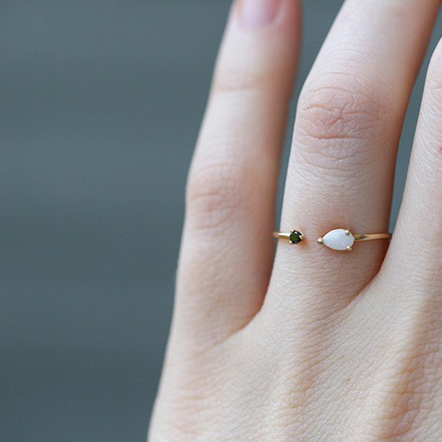 Petite Dedsign 925 Sterling Silver Lab Opal Tiny Finger Ring Australian