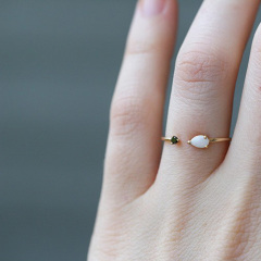 Petite Dedsign 925 Sterling Silver Lab Opal Tiny Finger Ring Australian