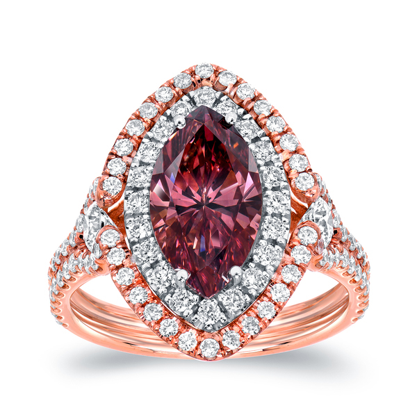 Bridal Jewelry Sterling Silver Ruby Cubic Zirconia Double Halo Wedding Ring Set