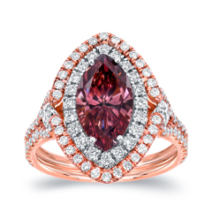 Bridal Jewelry Sterling Silver Ruby Cubic Zirconia Double Halo Wedding Ring Set