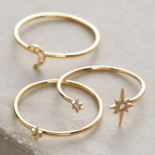 Ladies 3pcs Finger Knuckle Thin Gold Ringring Set