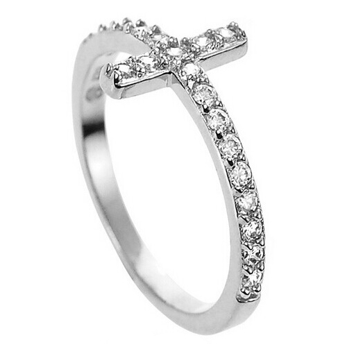 Fancy Sterling Silver Rose Gold Plated Cubic Zirconia Criss Cross Ring