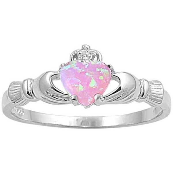 China Wholesale Sterling Silver Heart Fire Opal Claddagh Ring Women