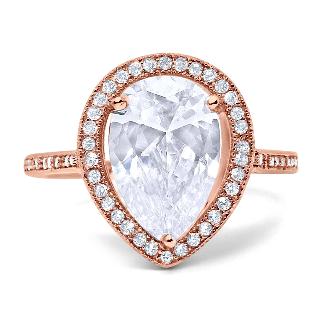 Traditional 925 Sterling Silver Teardrop Fake Diamond Engagement Ring