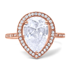 Traditional 925 Sterling Silver Teardrop Fake Diamond Engagement Ring