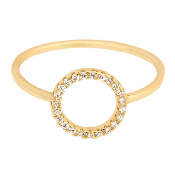 Pave Setting Cubic Zirconia 925 Sterling Silver Circle Women Ring