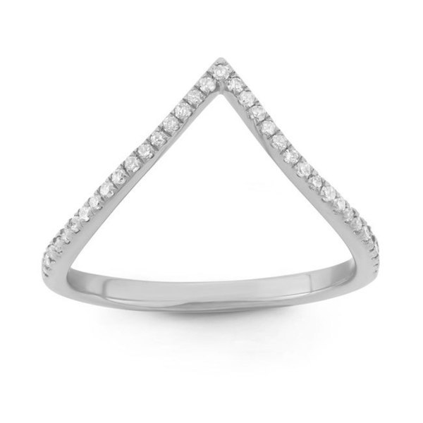 Vintage Design Sterling Silver Cubic Zirconia Women's V Shaped Ring
