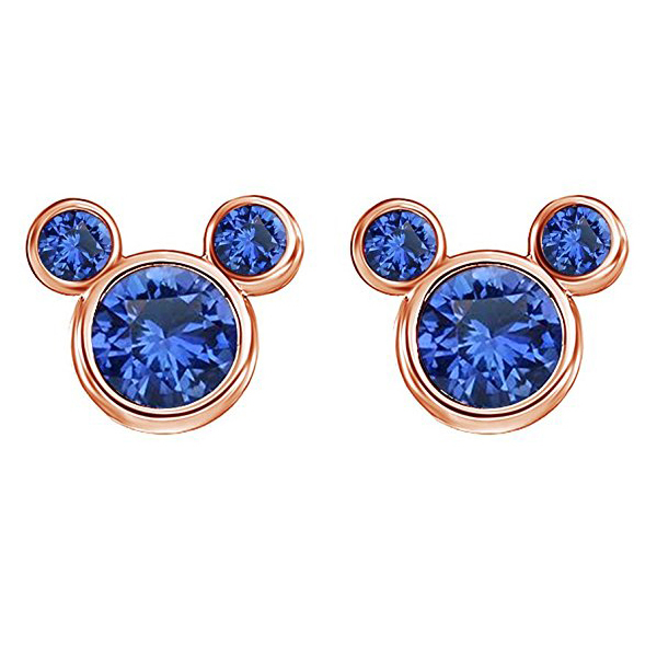 Petite 925 Sterling Silver Birthstone Cubic Zirconia Mickey Mouse Stud Earrings