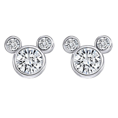Petite 925 Sterling Silver Birthstone Cubic Zirconia Mickey Mouse Stud Earrings