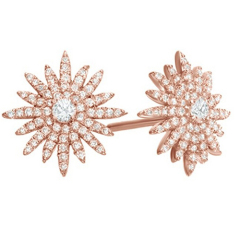 White Cubic Zirconia Rose Gold Starburst Stud Earrings in Sterling Silver