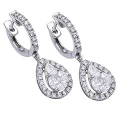 Landou Jewelry Fashion Sterling Silver Drop Artificial Diamond Wedding Earrings