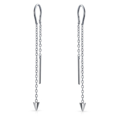 Modern 925 Sterling Silver Spike Long Chain Threader Earrings for Women