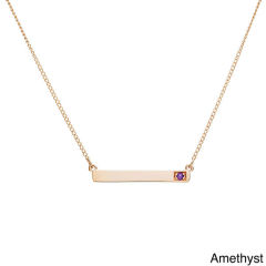 14K Gold Plated Sterling Silver Cubic Zirconia Birthstone Bar Necklace