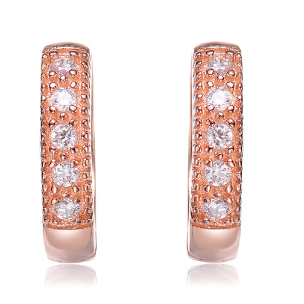 Women Jewelry Sterling Silver Cubic Zirconia Huggie Hoop Earrings