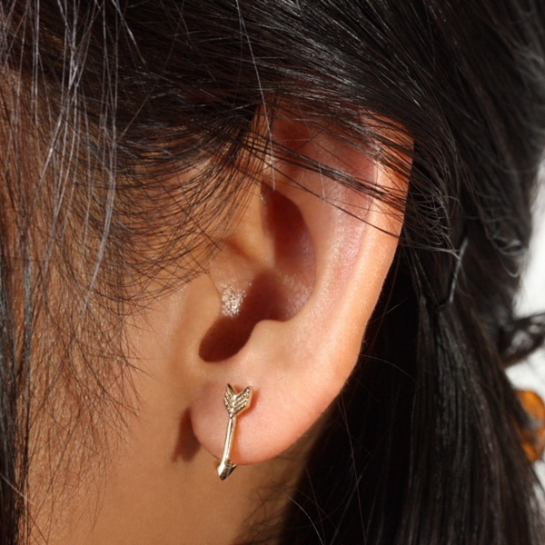Small Design Sterling Silver Tiny Arrow Stud Earring for Little Girls