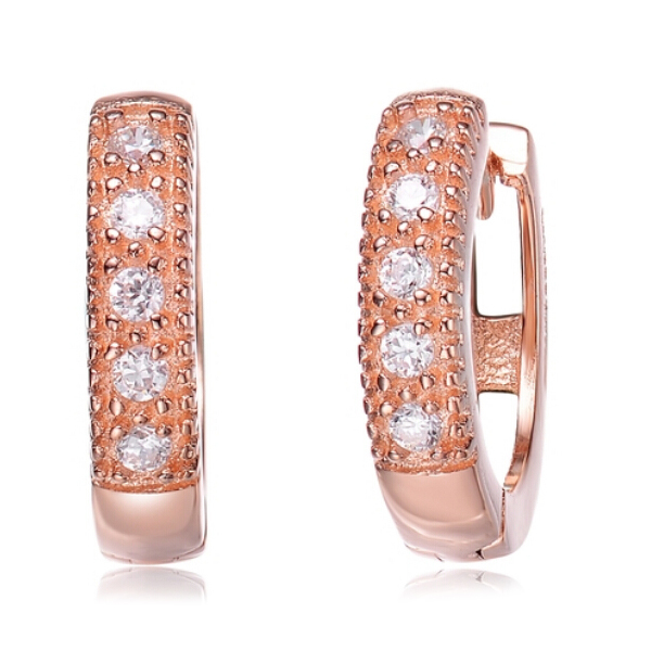 Women Jewelry Sterling Silver Cubic Zirconia Huggie Hoop Earrings