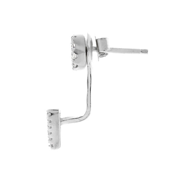 Sterling Silver Cubic Zirconia Triangle Double Back Arrows up Stud Earrings