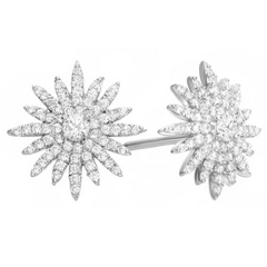 White Cubic Zirconia Rose Gold Starburst Stud Earrings in Sterling Silver
