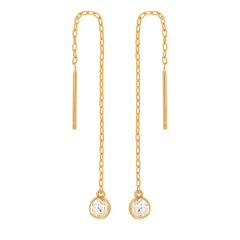 Women 925 Sterling Silver Solitaire Long Chain Threader Earrings Australia