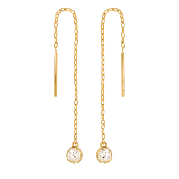 Women 925 Sterling Silver Solitaire Long Chain Threader Earrings Australia
