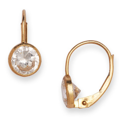 Landou Jewelry 14K Yellow Gold Cubic Zirconia Leverback Earrings Wholesale