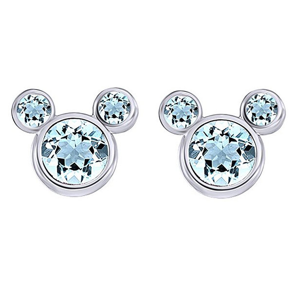 Petite 925 Sterling Silver Birthstone Cubic Zirconia Mickey Mouse Stud Earrings