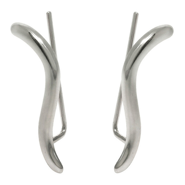 Fine Jewelry Delicate Sterling Silver Wave Ear Climber Earrings for Women