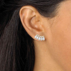 Light Weight Jewelry Sterling Silver Marquise-cut Cubic Zirconia Stud Earrings