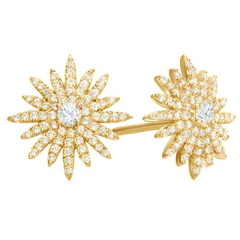 White Cubic Zirconia Rose Gold Starburst Stud Earrings in Sterling Silver