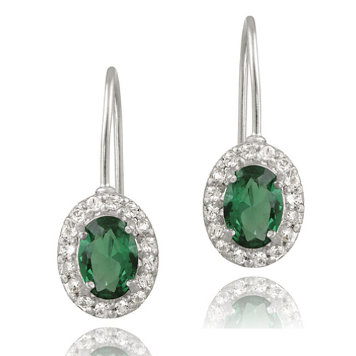 Women Sterling Silver Blue Sapphire Stone Leverback Dangle Earrings
