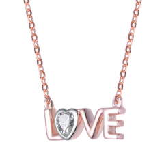 Fashion Jewelry Sterling Silver Heart Cubic Zirconia Love Necklace for Her