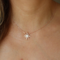 Popular Sterling Silver Cubic Zirconia Starburst Choker Necklace Women