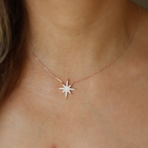 Popular Sterling Silver Cubic Zirconia Starburst Choker Necklace Women