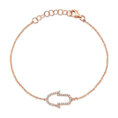 Fashion Sterling Silver Micropave Cubic Zirconia Hamsa Hand Bracelet