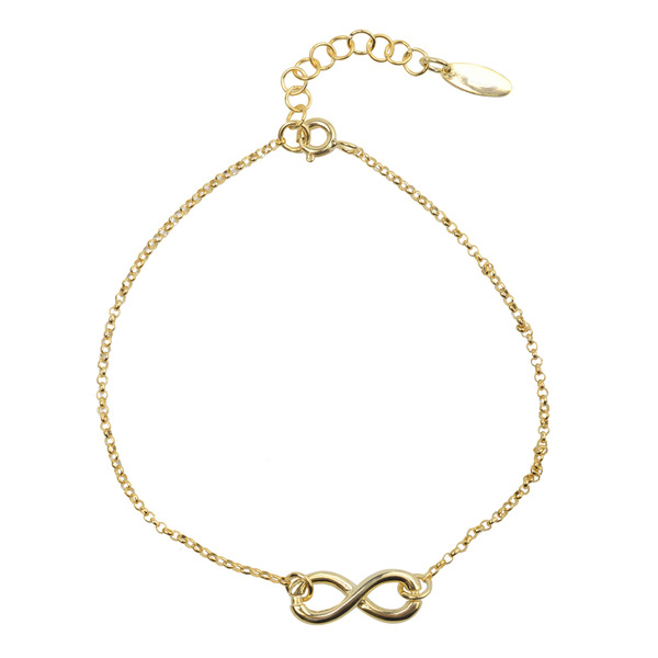 Fashion 18K Gold Sterling Silver Plain Gold Over Infinity Women Bracelet