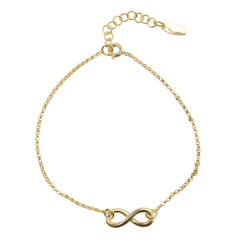 Fashion 18K Gold Sterling Silver Plain Gold Over Infinity Women Bracelet