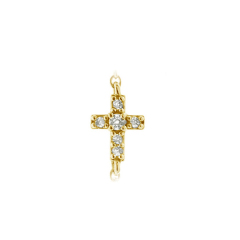 Fancy Design Sterling Silver Cubic Zirconia Multi Small Cross Chain Necklace
