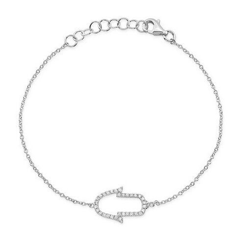 Fashion Sterling Silver Micropave Cubic Zirconia Hamsa Hand Bracelet