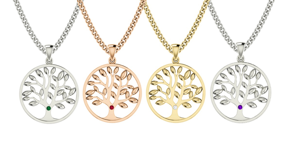 Fine Jewelry Sterling Silver High Polish Single Cubic Zirconia Family Tree Necklace