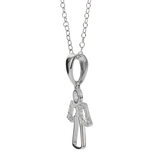 Women Jewelry Sterling Silver Cubic Zirconia Angel Wing Necklace